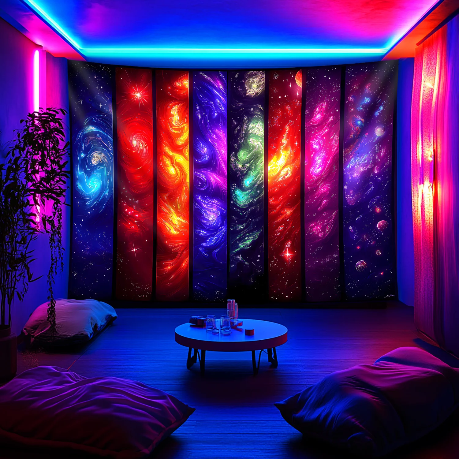 VIKAMA الكونية السماء المرصعة بالنجوم نسيج متعدد الألوان التدرج غالاكسي سديم غرفة المعيشة أريكة خلفية جدار ديكور #2