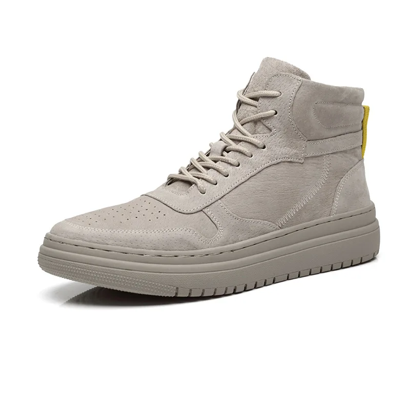 

High End Brand Winter Hot Selling Men's High Top Shoes Street Trend Cotton Oxford Shoes Men's Genuine Leather Casual Shoes