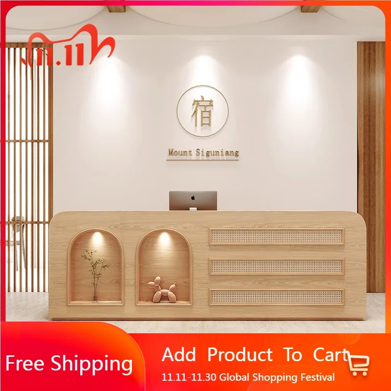 

Minimalist Aesthetic Reception Desks Modern Restaurant Company Simple Desks Hotel Display Corner Mostrador Trendy Furniture