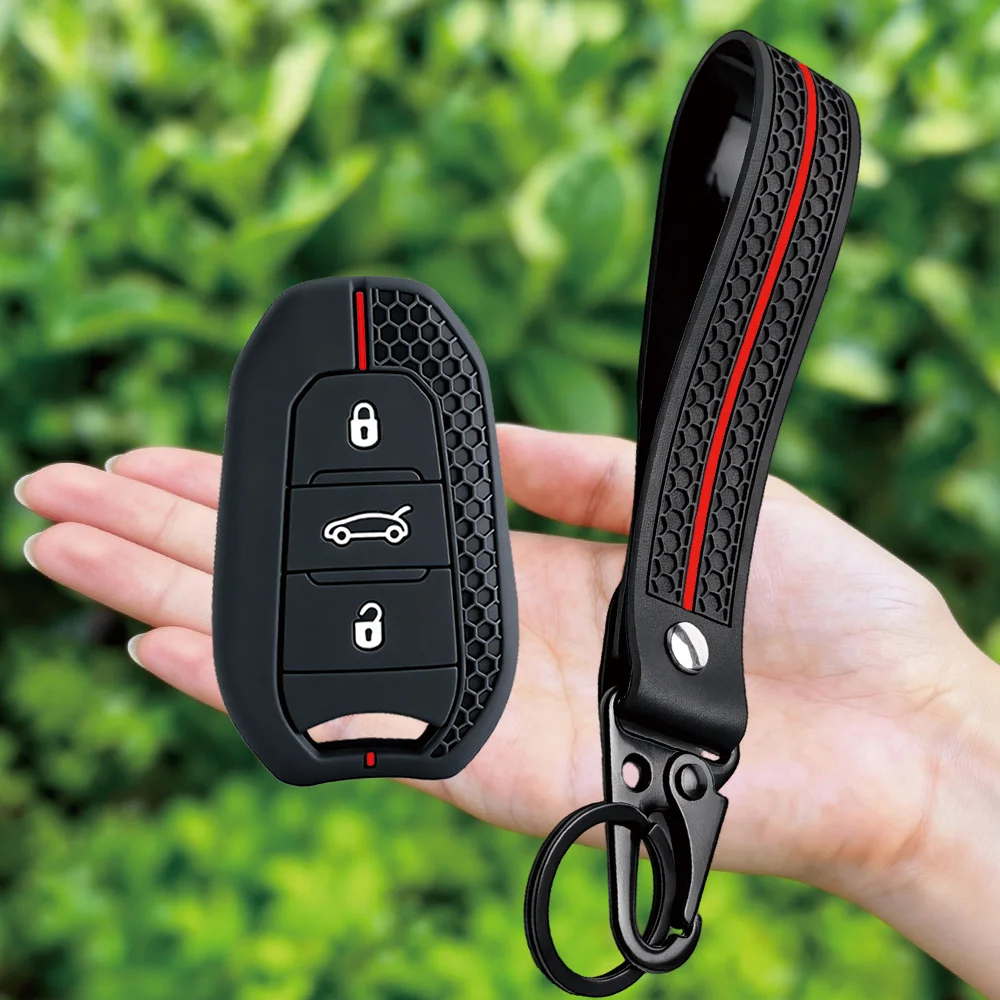 Keychain Silicone Car Key Case Cover For Peugeot 2008 3008 4008 5008 308 408 508 Citroen C5 C4 C6 C3-XR Picasso Grand DS3 DS5 - view 2
