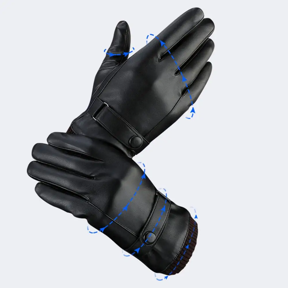 Men Gloves 1 Pair Stylish Adjustable Buttons Warm Men Non slip Motorcycle Gloves Outdoor Supplies