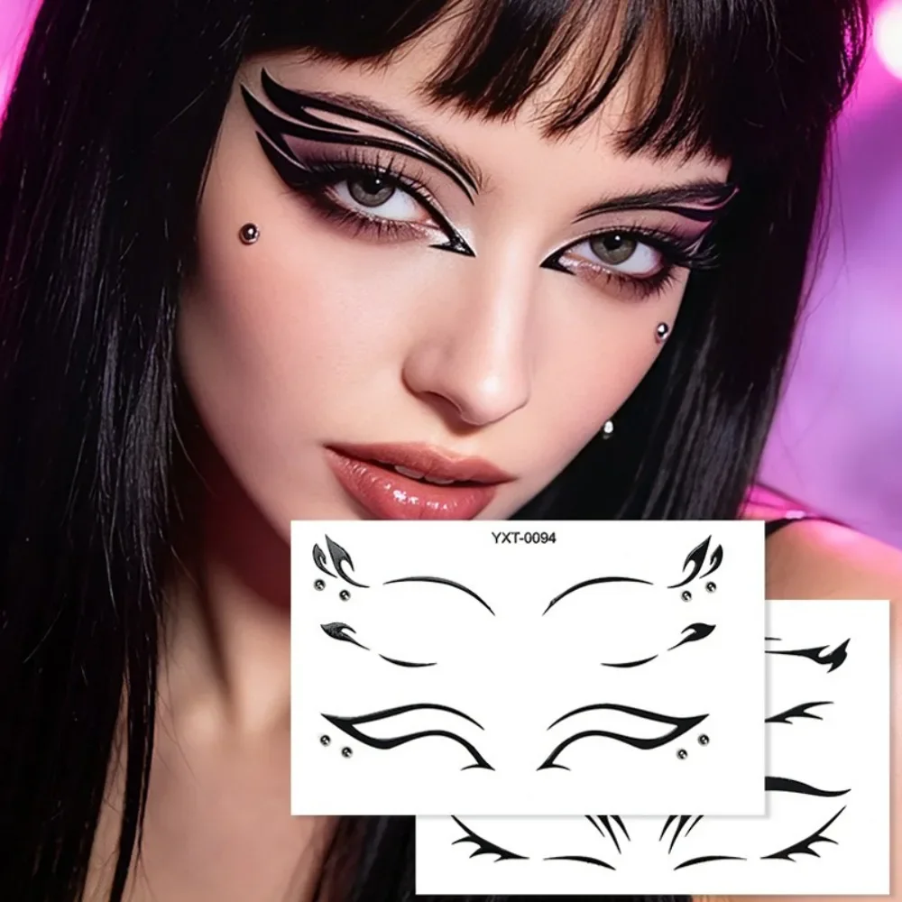 Gothic Eyeliner Temporary Tattoo Stickers, Metallic Eye Corner Decals, Sparkle Face Stickers for Party Stage Cosplay Makeup