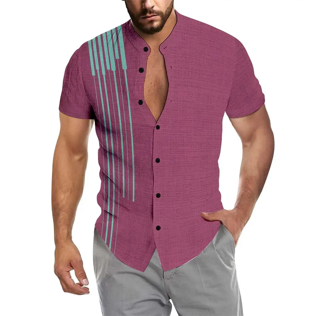 Ropa informal Harajuku para hombre, camisa de manga corta con cuello levantado, MB1, verano, 2024