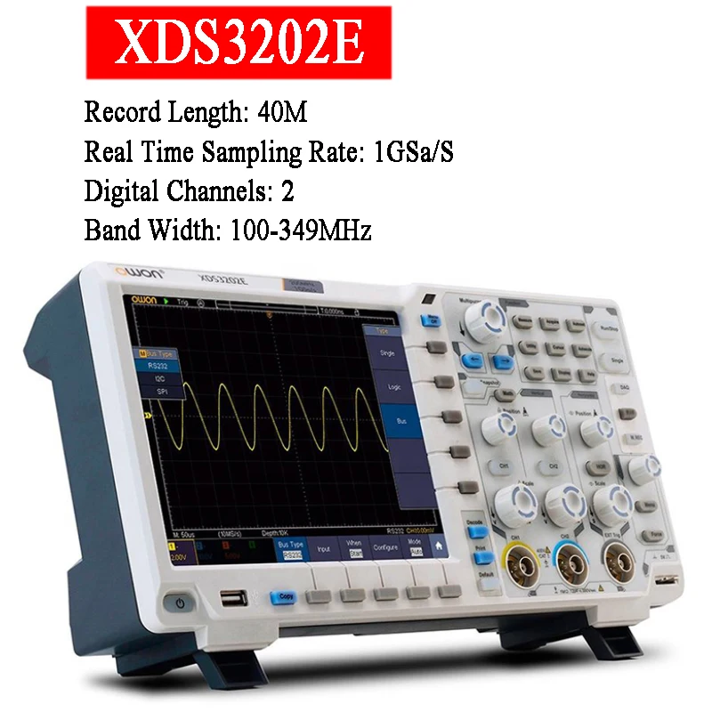 OWON XDS3202E Digital Oscilloscope 1GS/s 200MHz 2CH+1(external) 40M Record Length 8 Bits Multimeter Oscilloscope