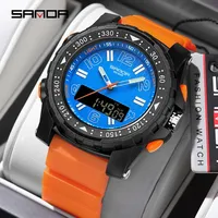 SANDA Men Electronic Watch Fashion Sport 5ATM Waterproof Quartz Silicone Strap Clock Calendar LED Male Analog Digital Wristwatch