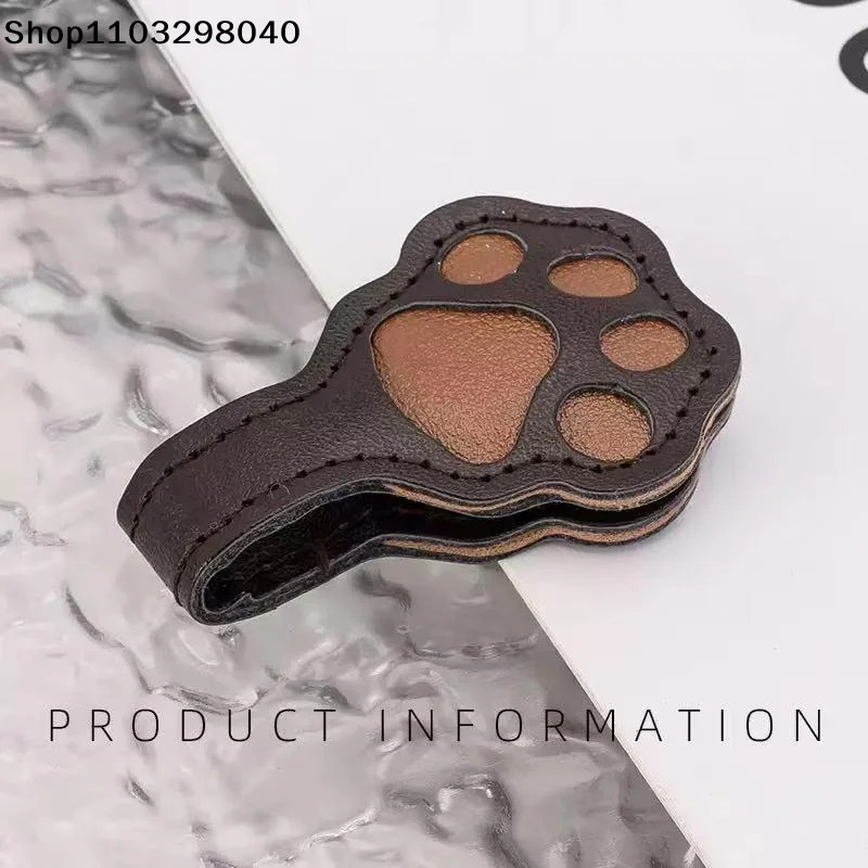 Cute Cat Paw PU Leather Magnetic Bookmarks Brown Tan Embossed Design For Book Lovers