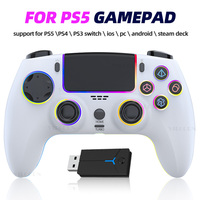 Wireless Game Controller for PS5 with Turbo/Dual Vibration/6 Axis Gyro RGB Gamepad for PS4/PS3/Switch/IOS/PC/Android/Steam Deck