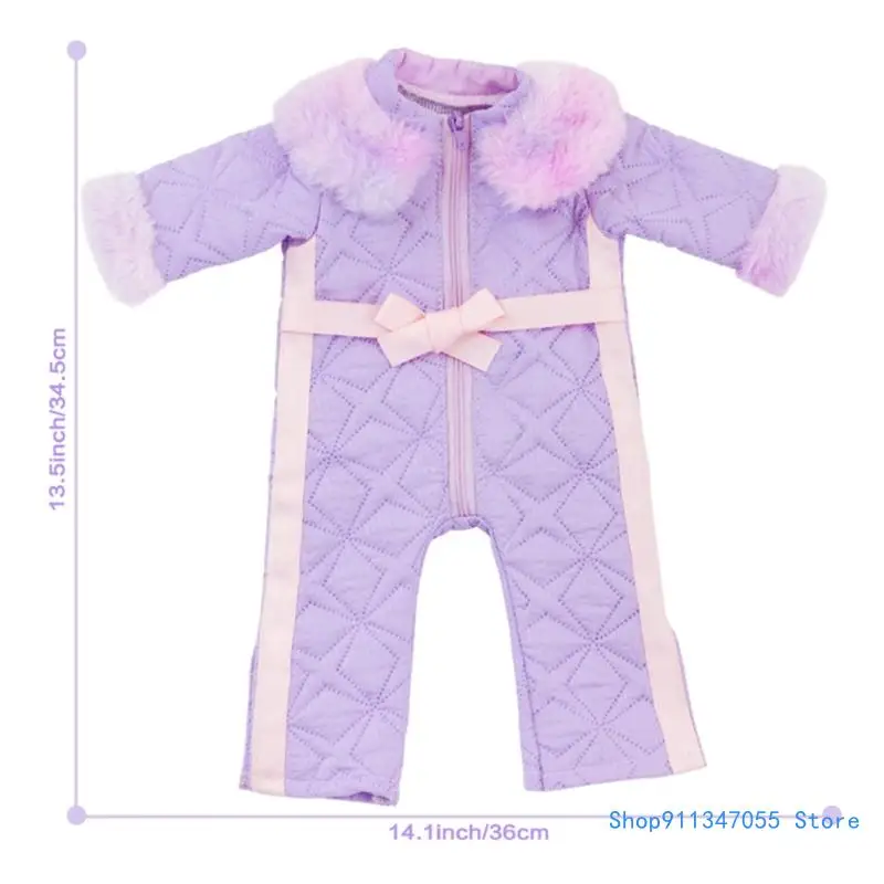 Warm Jumpsuit ยาว Bowknot Overalls สำหรับ 18 นิ้วชุดตุ๊กตาสาว Drop shipping