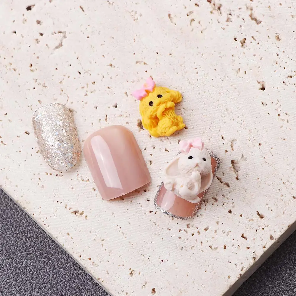 Oso encantador tridimensional, diseño de animales, cachorro, arte de uñas DIY, decoraciones artísticas de uñas 3D, adorno de dibujos animados, joyería para uñas