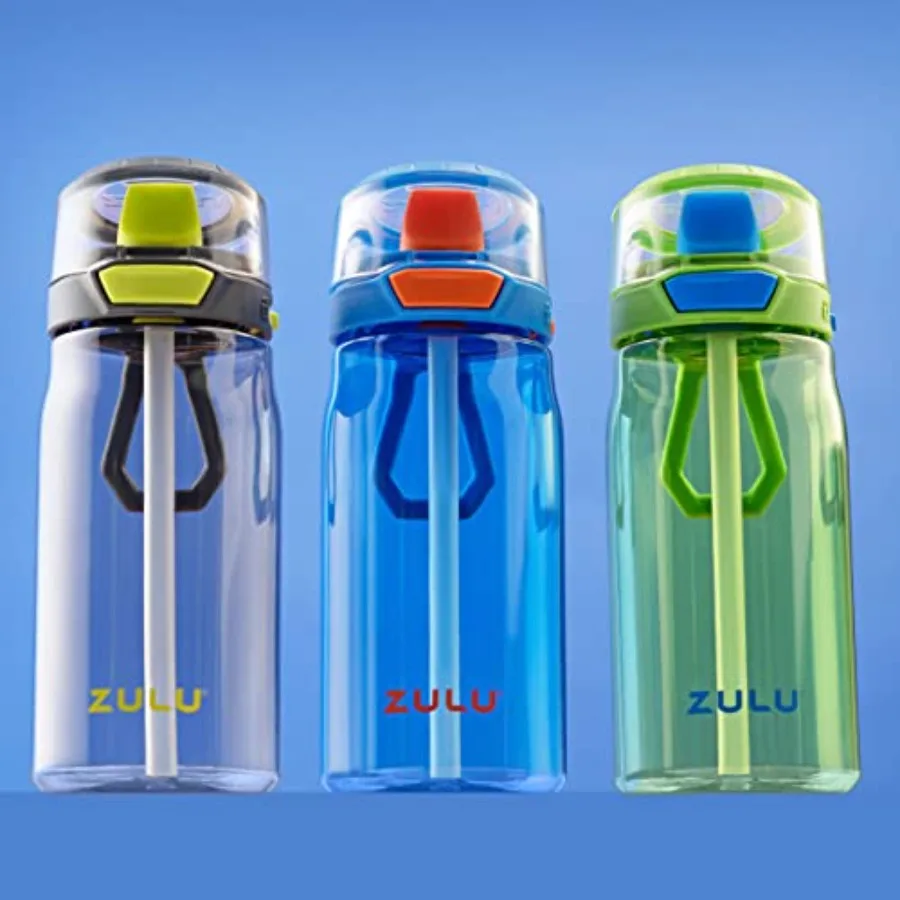 

3 Tritan Water Bottles Flex 3 Pack Gray, Black, Green 16 OZ