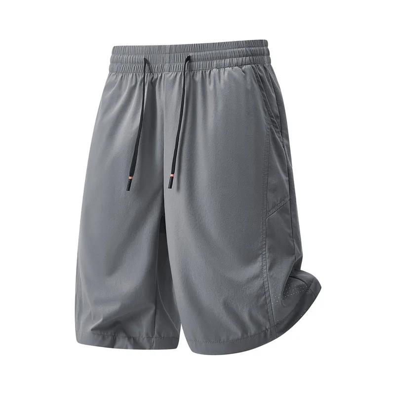 Men's High Elastic Thin Ice Silk Feel Sport Shorts Breathable Quick Dry Soft Loose Oversize Running Training Bermuda Pants
