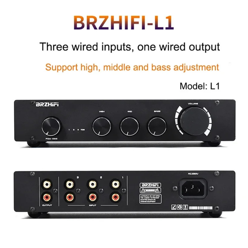 L1 Pure Class A 2.0/2.1 Channel Preamplifier High Bass Adjustable Bluetooth 5.0 Decoding Amplifier Aluminum Black / Silver