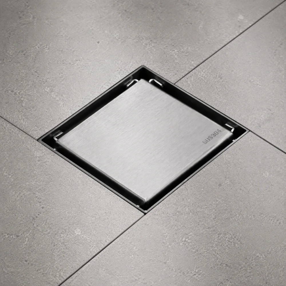 Square Shower Floor Drain 304 Stainless Steel Filter Screen Floor Drain Concealed Design Odor-Proof Floor Drain Strainer