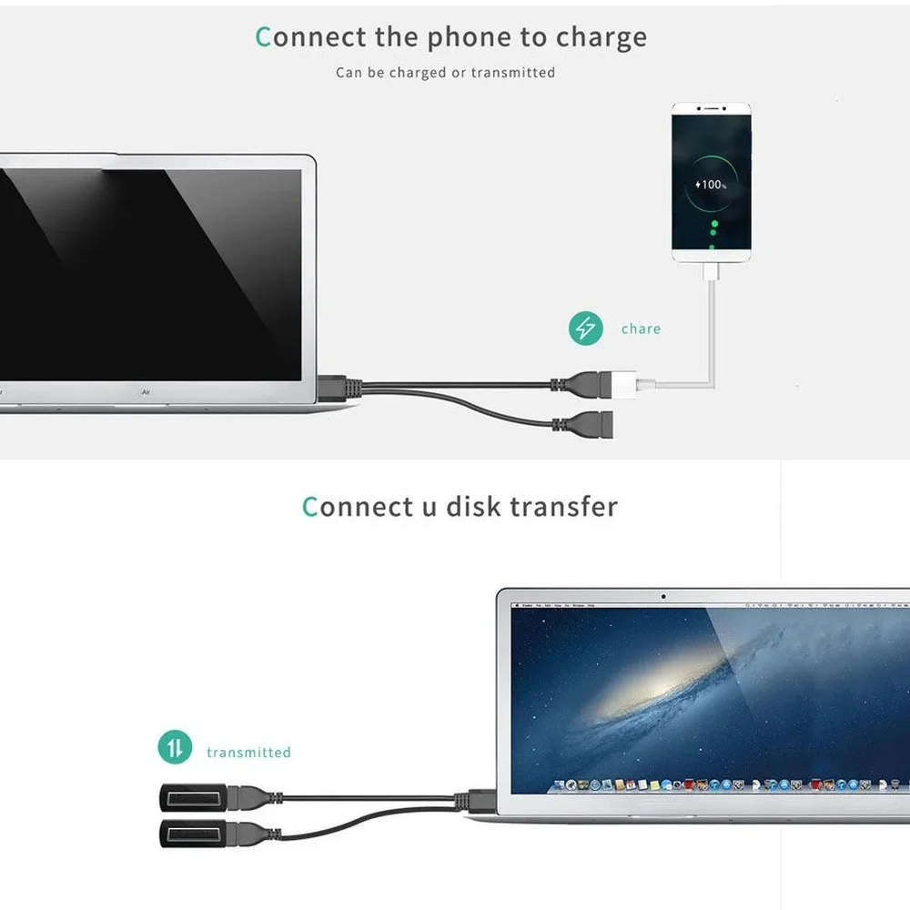 1 wtyk męski na 2 gniazda żeńskie Przedłużacz USB 2.0 Y Kabel do transmisji danych Zasilacz Konwerter Rozgałęźnik Kabel USB 2.0 15 ~ 18 cm
