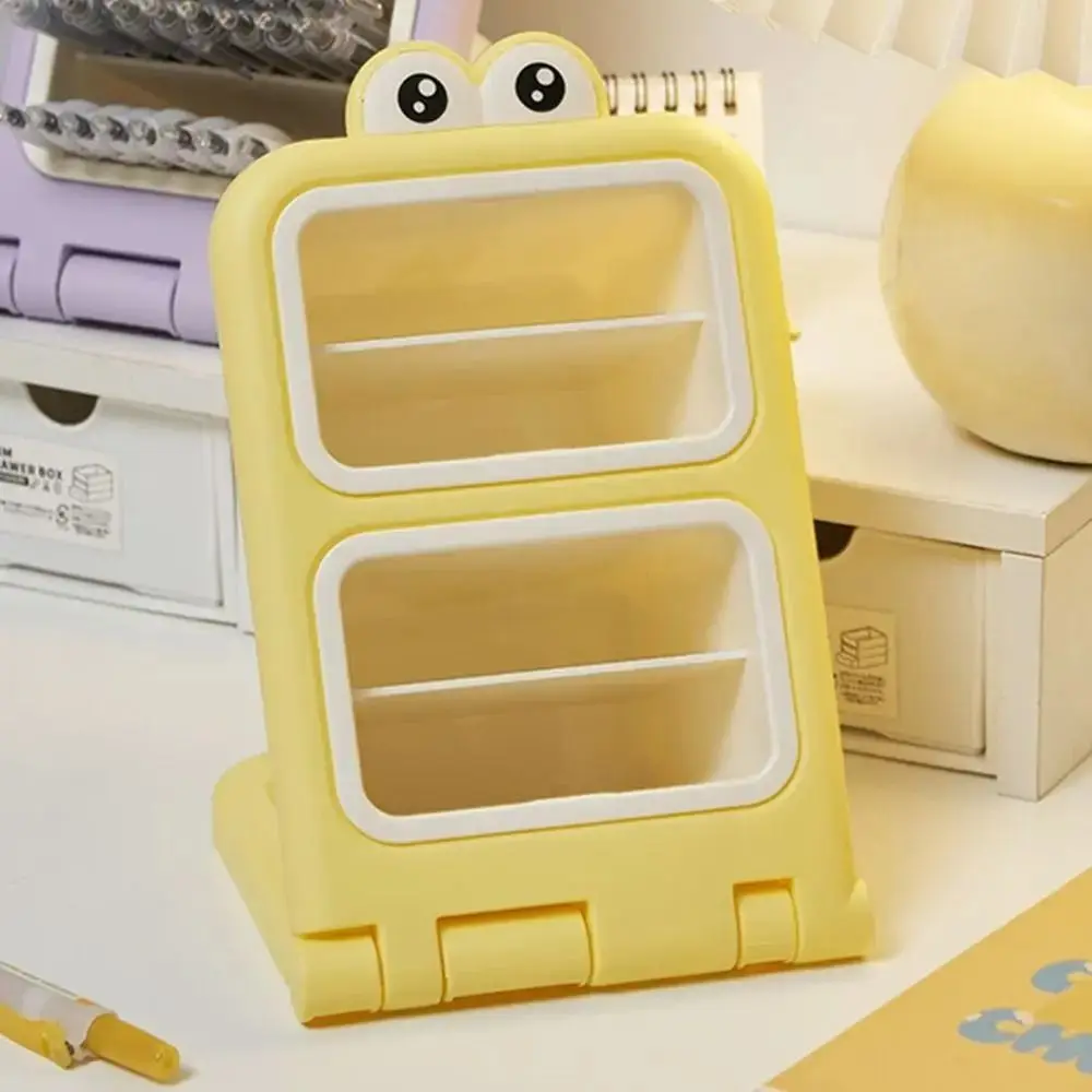 Removable Desktop Slanting Organizer Cartoon Large Capacity Cosmetics Storage Box Colorful Angled Design Slanted Pen Holder