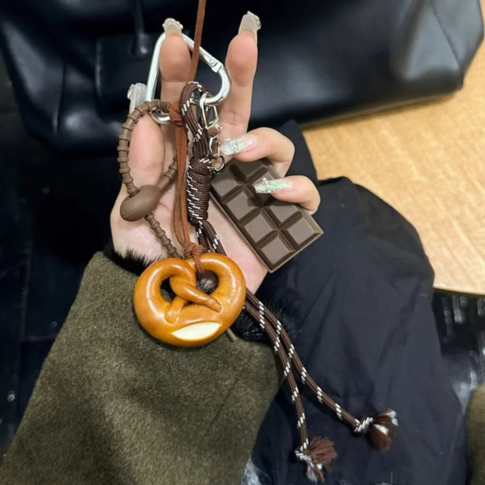 Fashion Multi Element Love Bag Pendant Nylon Rope Cute Creative Alkali Bread Ornament Key Holder Pendant Keychain Decor Gift