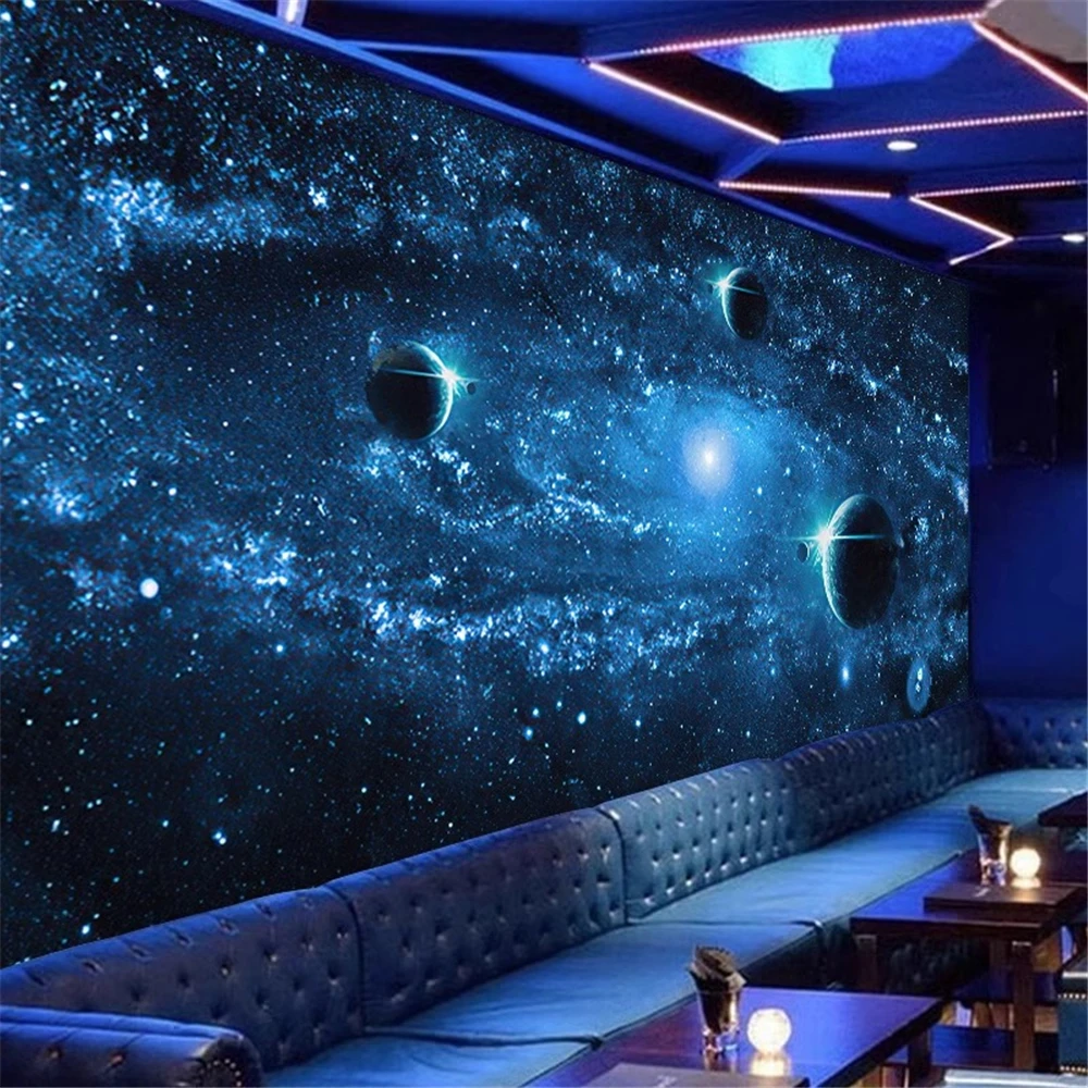 custom KTV bar large mural wallpaper universe stars galaxy Ceiling cool 3D stereoscopic wallpaper TV background papel de parede