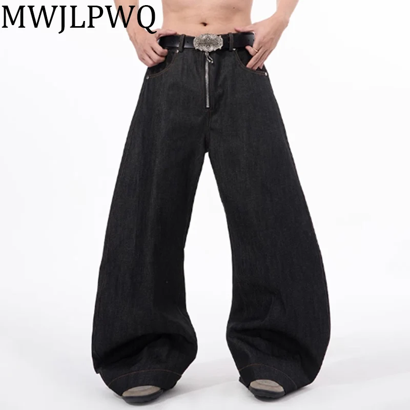 

MWJLPWQ Machete Jeans Men's High Street Washed Niche Design Baggy Trousers Full Length Casual Wide Leg Pants Autumn New 010798