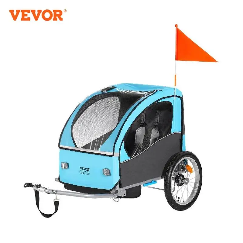 

VEVOR 60/110 lbs Child Bike Trailer Tow Behind Foldable Kids Bicycle Trailer with Coupler Steel Frame for Toddlers Children