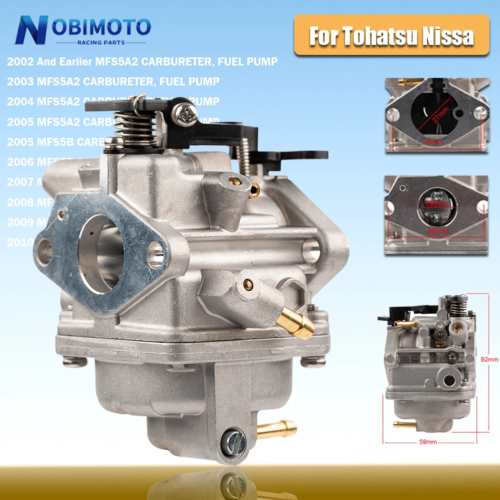 

Boat Carburetor For Tohatsu Nissa Mercury MF3.5 MFS4 MFS5 NFS4 3.5HP 4HP 5HP 6HP 4-Stroke Engine Motor Outboard Carburetor