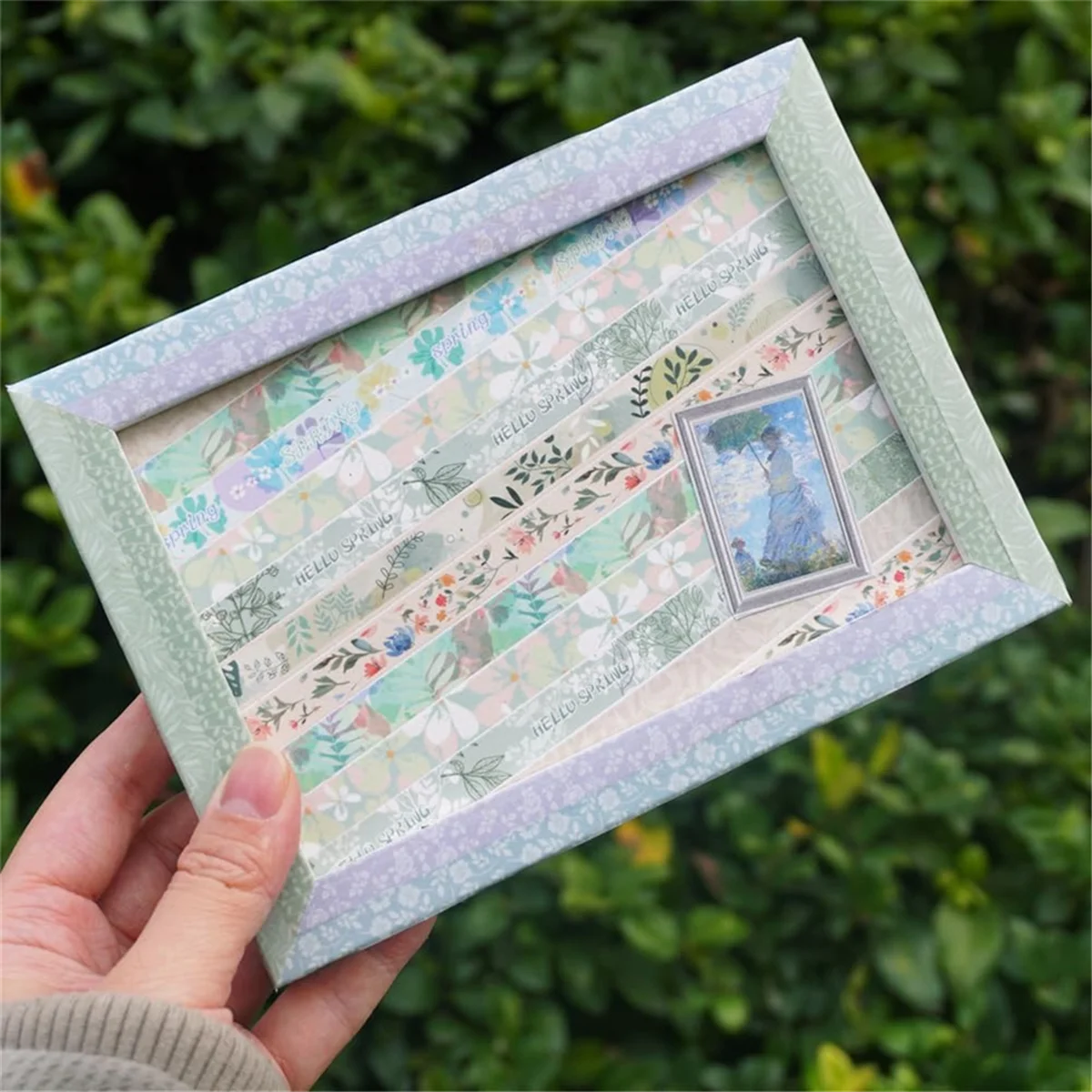 مجموعة شريط اشي الزهور SEMOIC مكونة من 16 لفة، ملصق ورق زينة على شكل زهرة الربيع لمجلة القصاصات المخططة DIY Arts Craft