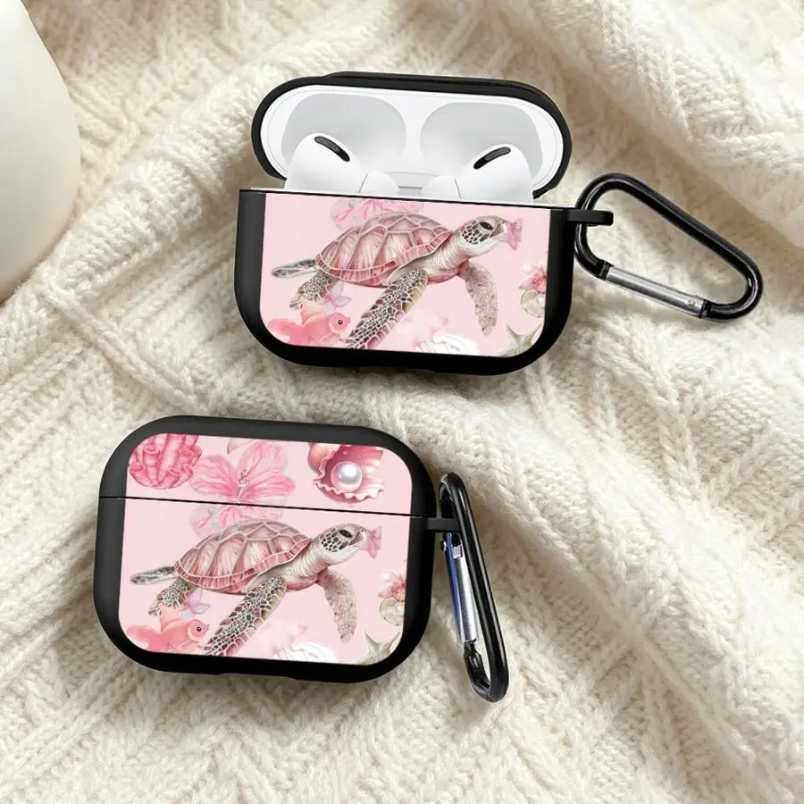 Pink Sea Turtle Print Earphone Cases Cover Case For Airpods Pro 1 2 4 Pro3 3 Pro2