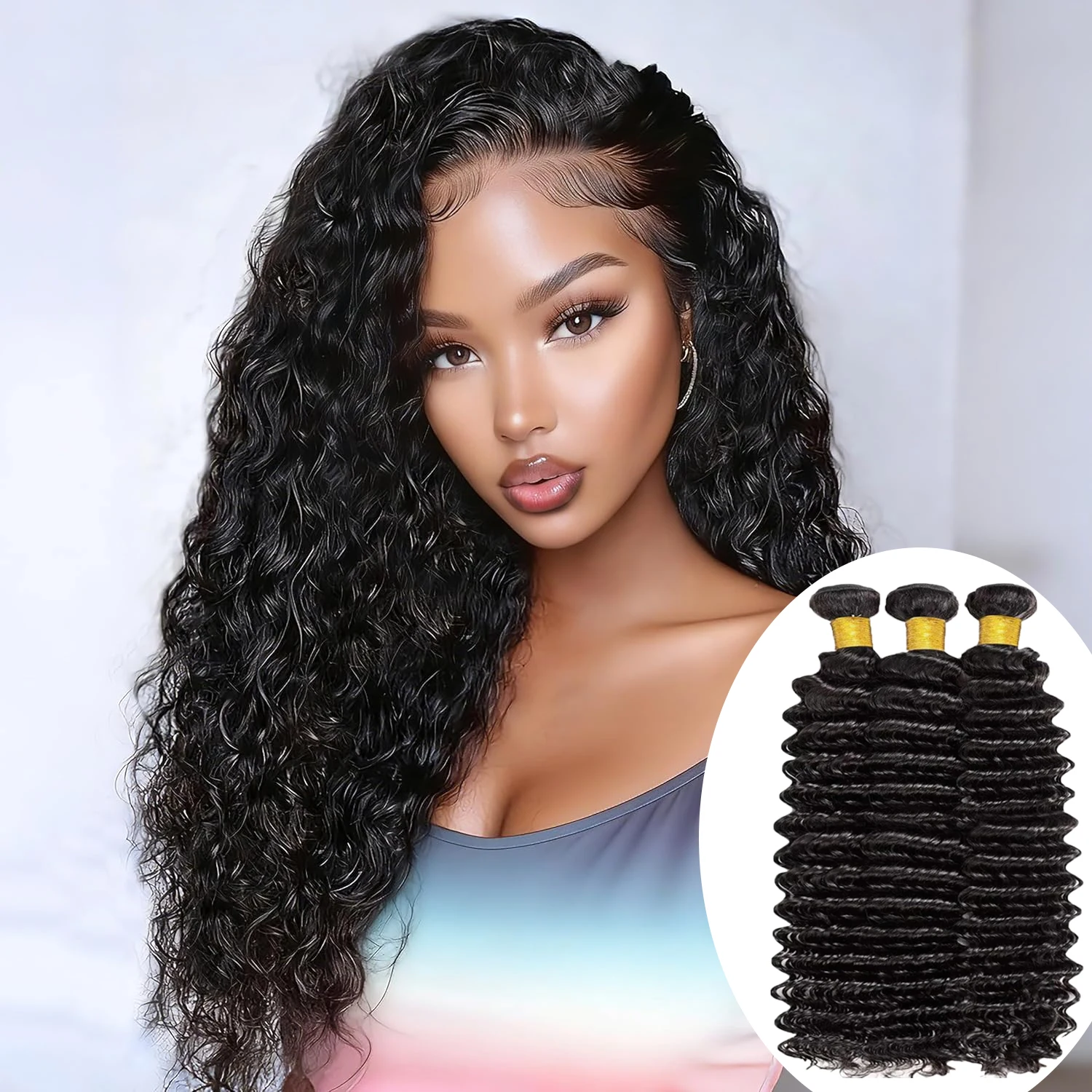 

3 Pcs Brazilian Hair Bundles Loose Deep Wave Black User Friendly Bundles For Professional Hair Weaving 32 34 36 Inch