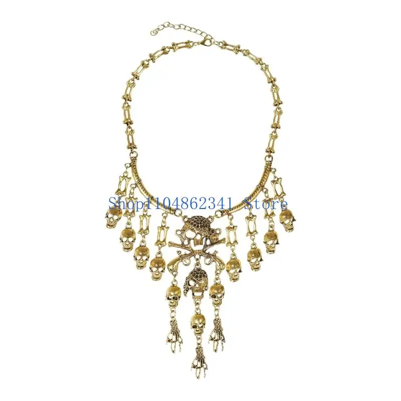 

5asd Women Pirate Dress Up Accessories with Head Scarf Stocking Eye Patches Necklace Earrings for Halloween Role Play