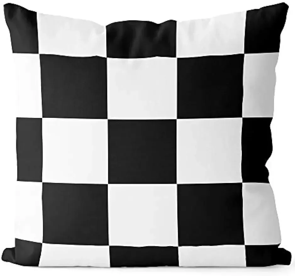 Throw pillowcase living room sofa sofa square decorative bed pillowcase black and white square geometric pattern, cushion cover