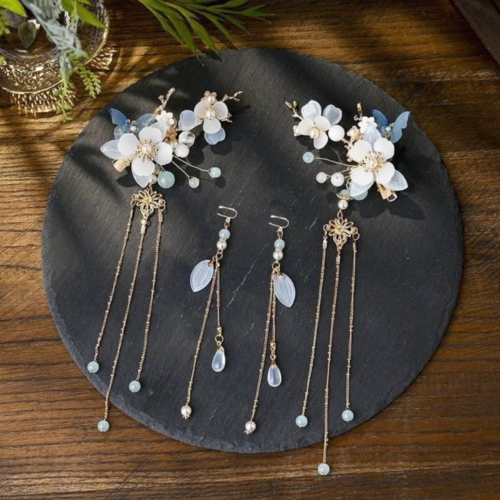 

Chinese Hanfu Hair Accessories Retro Haircomb Hanfu Hair Stick Hairpin Earrings Long Fringed Luxury Hair Clip Hairpins Wedding