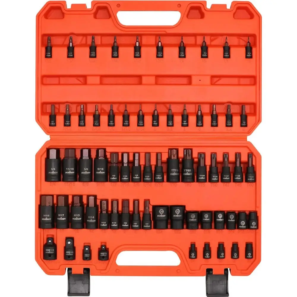 

66-Piece Allen Socket Set with Torx Bit and External Star Sockets - Durable S2 Steel SAE & Metric Kit for Automotive, Motorcycle