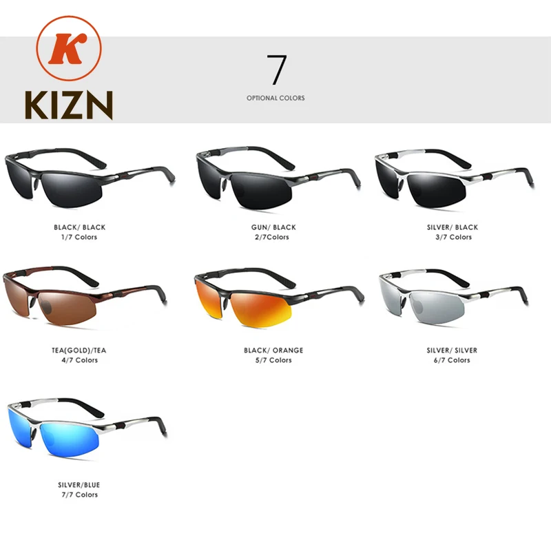 

Солнцезащитные очки KIZN с полуоправой из алюминия и магния, поляризационные, для женщин и мужчин, для спорта и вождения, с диоптриями от -0.5 до -6.0