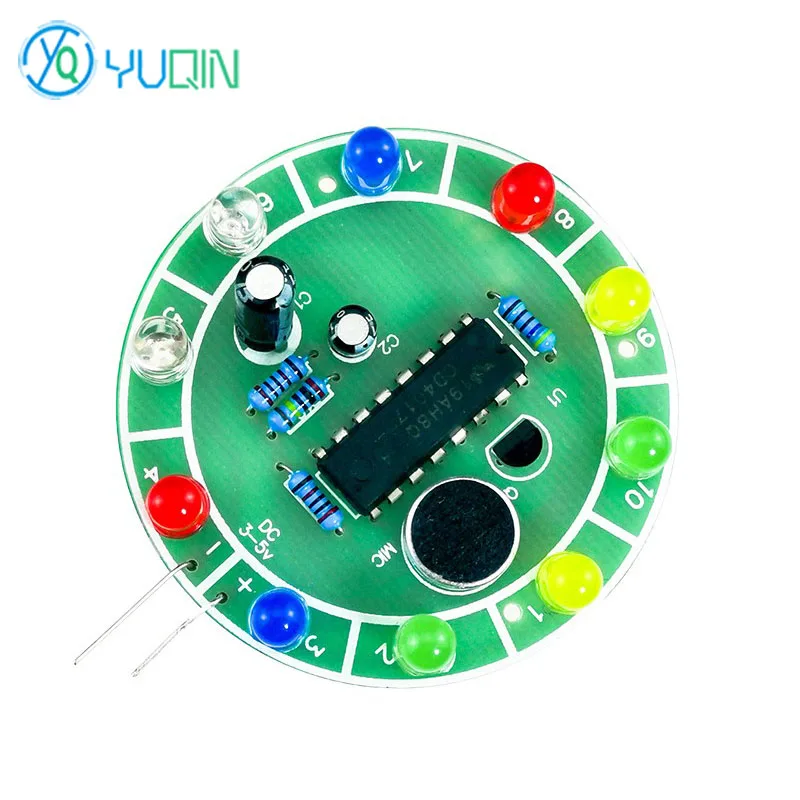 Voice Controlled LED Flow Light DIY Kit CD4017 Rotary Circulation Welding Practice Circuit Board