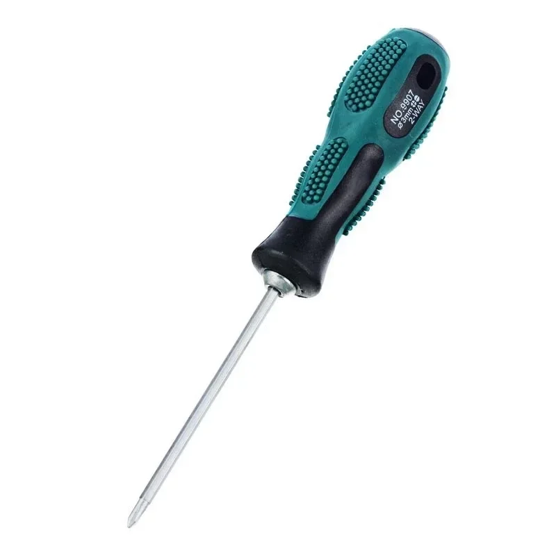 Compact Dualuse Screwdriver, 2 In 1 Slotted Cross Bolt Driver With Nonslip Handle, Magnetic Head Green+Silver Tone