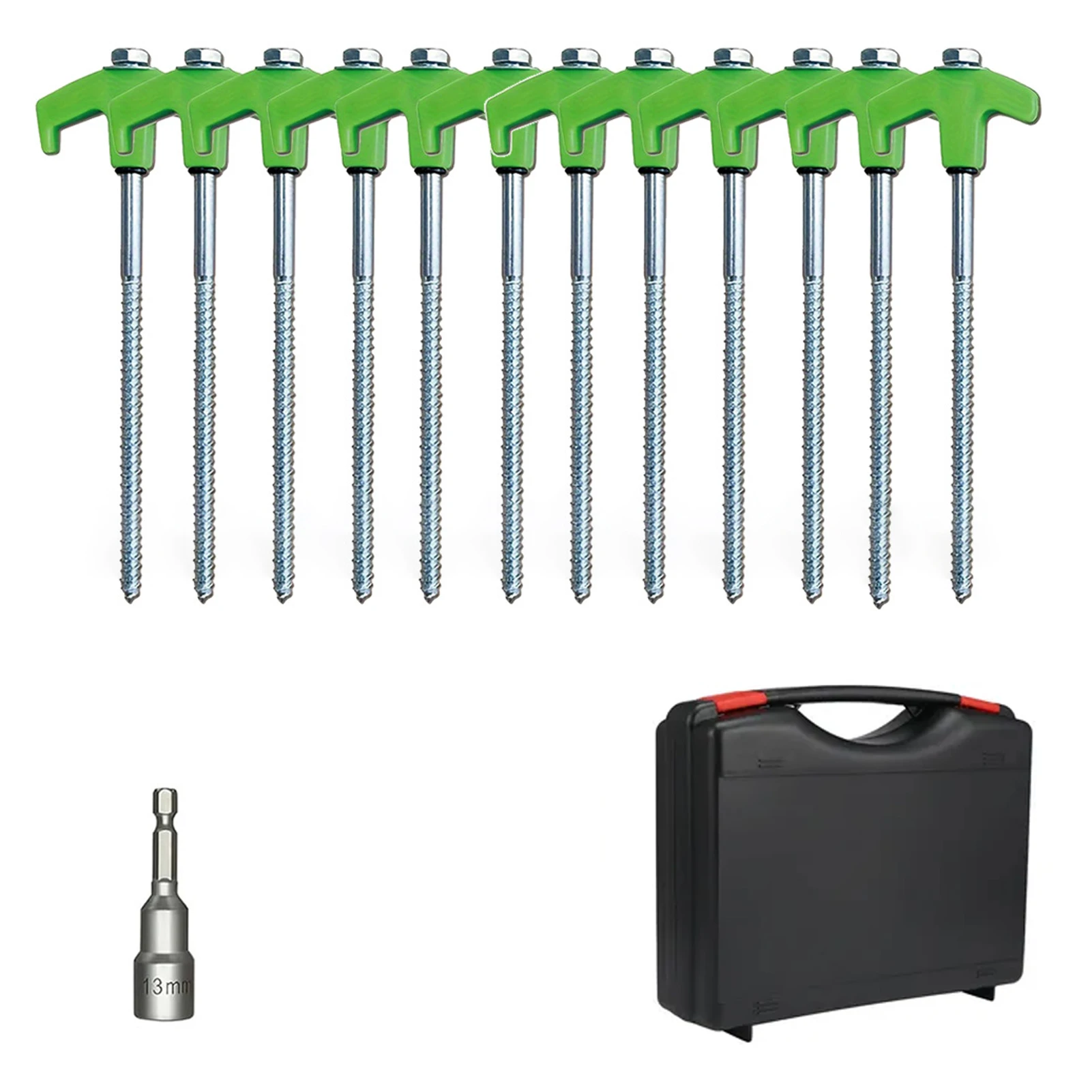 12PCS/SET Outdoor Camping Tent Stakes Versatile Anchoring Metal Threaded Tent Spikes for Securing Tents Canopies Tarps