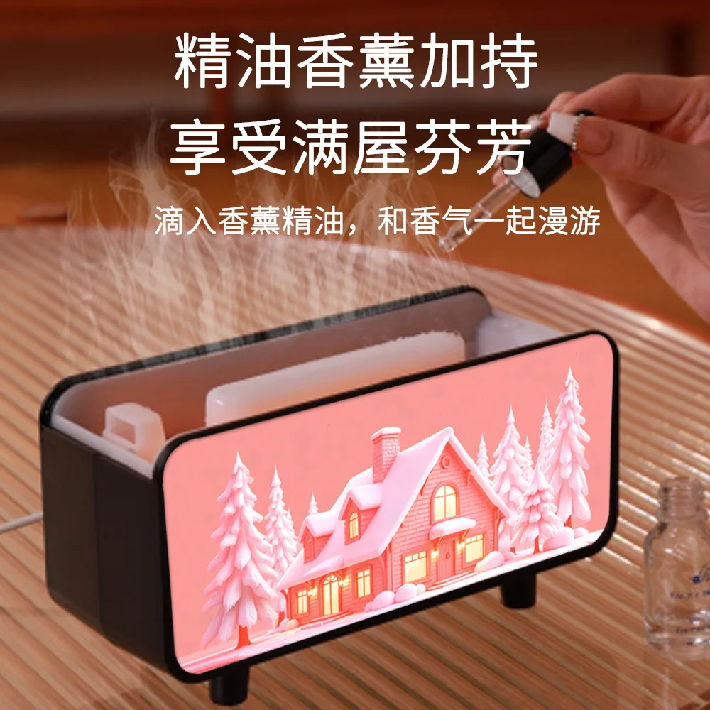 New Realistic Fireplace Flame Humidifier Aroma Diffuser Automatic Fragrance Sprayer Home Bedroom Atmosphere Light