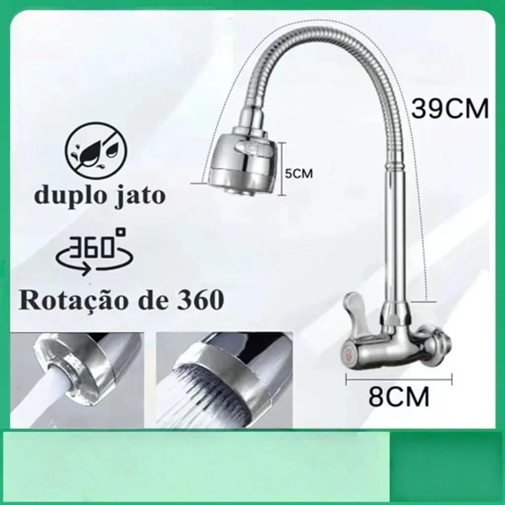 Gourmet Kitchen Faucet Wall 360 ° Double Function Sprayer Single Cooling Universal Wall Type Vegetable Basin Faucet Copper
