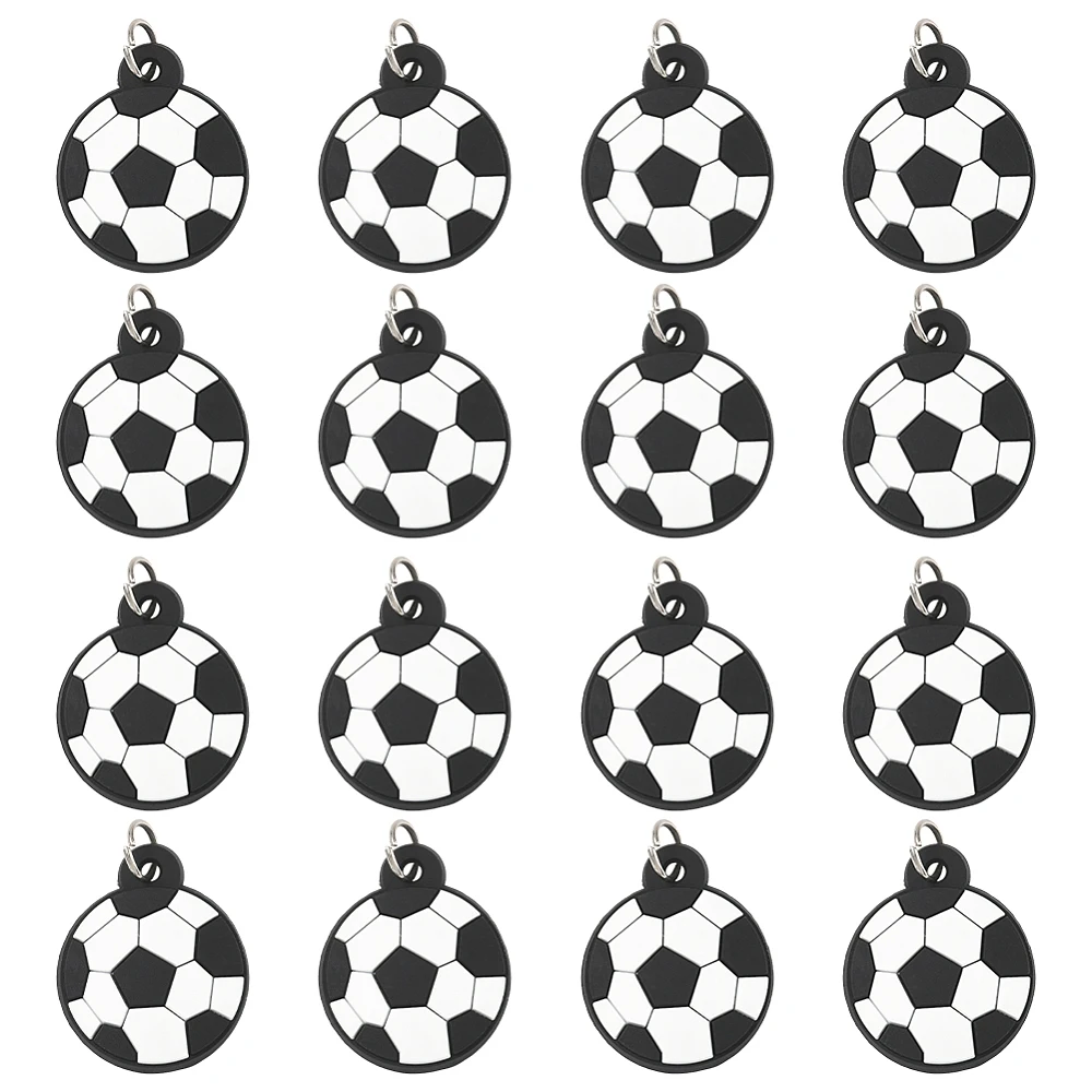 80Pcs Soccer Charm Sport Focal Charms Bulk Soft Rubber Sports Balls Themed Big Five Football Leagues in Europe Pendants