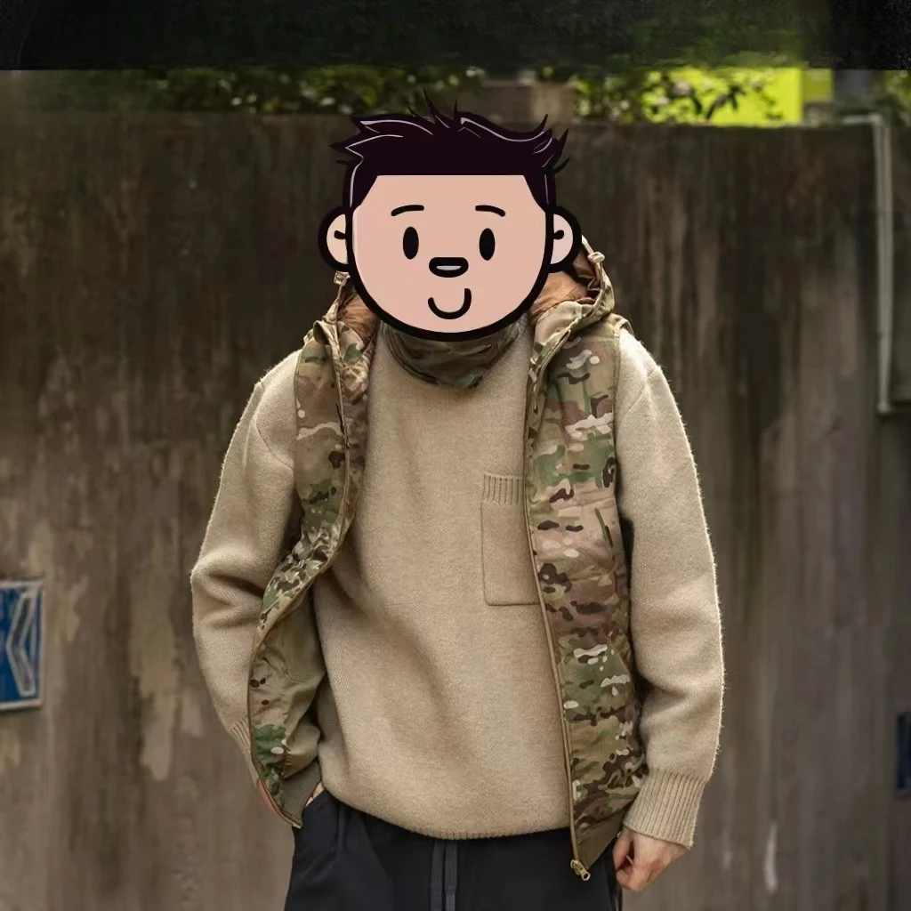 

BG camouflage autumn and winter wear-resistant warm vest sleeveless tactical functional vest thickened down cotton filling