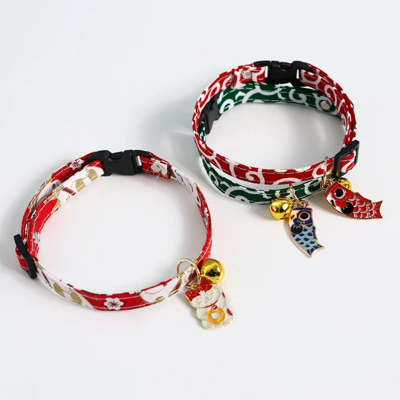 Adjustable Koi Bell Pendant Lucky Cat Collar Japanese Necklace Accessories Pet Supplies view 4