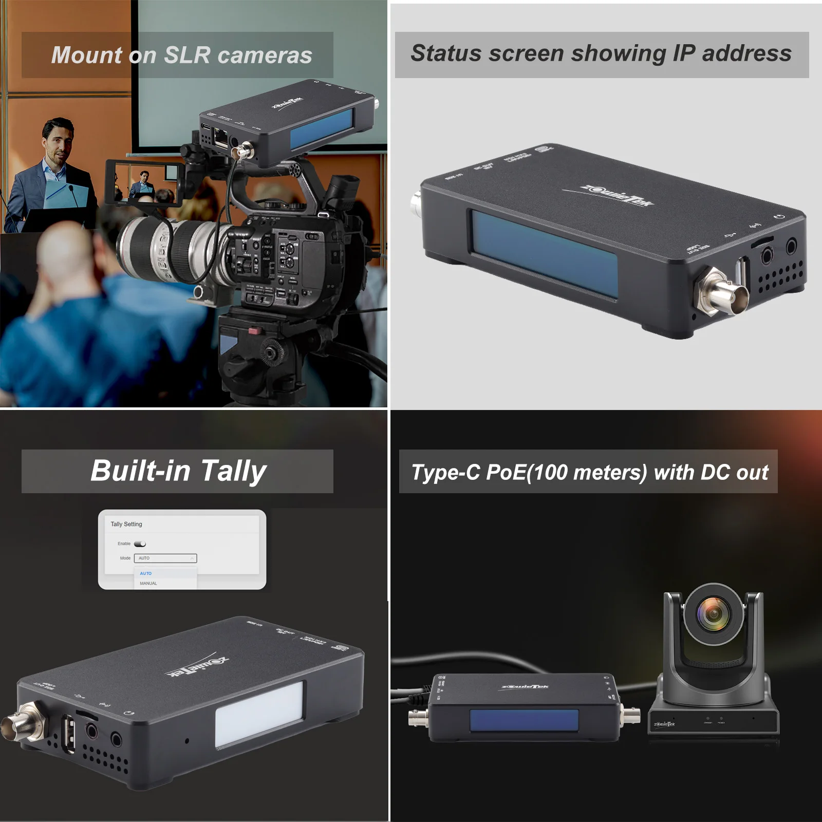 3G SDI NDI Video Streaming Encoder Decoder, ZowieBox, UVC to SDI Converter, SDI Video Recorder & Extender with Loopout, SRT/RTMP