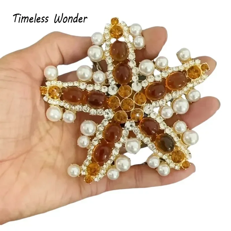 

Timeless Wonder Retro Zircon Geo glass Starfish Brooch Pins for Women Designer Jewelry Runway Top Medieval Gift Rare Mix 5250