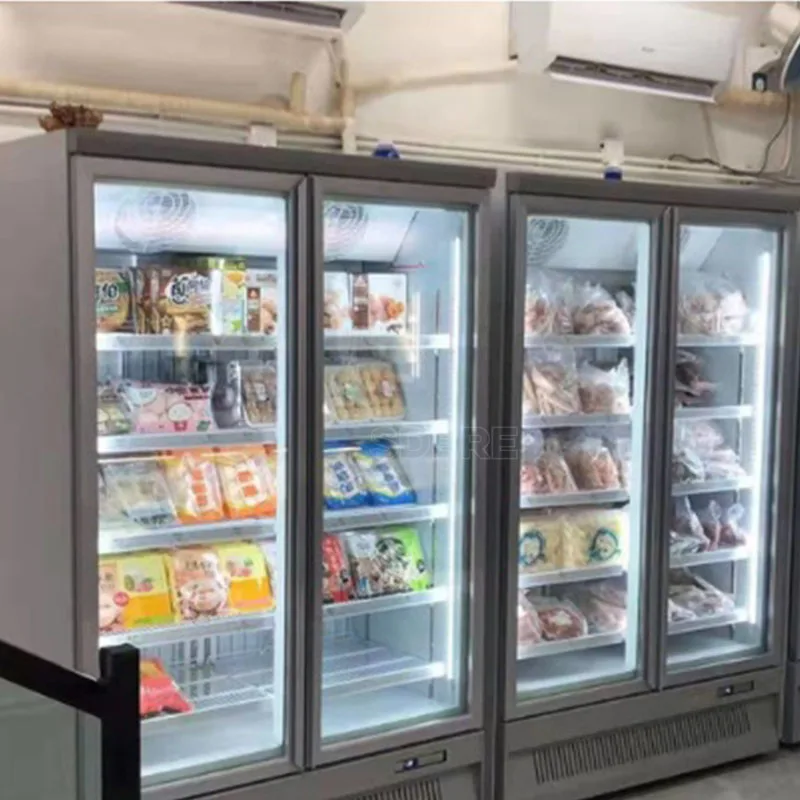 Customized Glass Door Commercial Showcase Fridge Upright Freezer Display Refrigerator Multideck Cabinet Equipment
