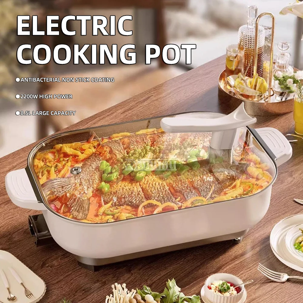 ACG-41A02 Parrilla Eléctrica Rectangular para Pescado, Asador Multifuncional para Uso Doméstico de 8.5L