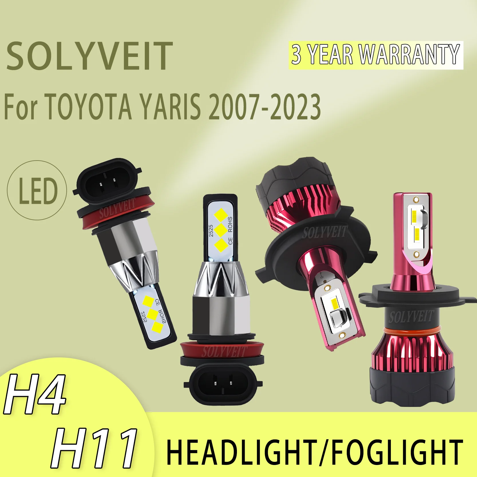 

durable Long-Lasting Brightness H4 H11 LED HEADLIGHT FOGLIGHT FOR TOYOTA YARIS 2007-2015 2016 2017 2018 2019 2020 2021 2022 2023