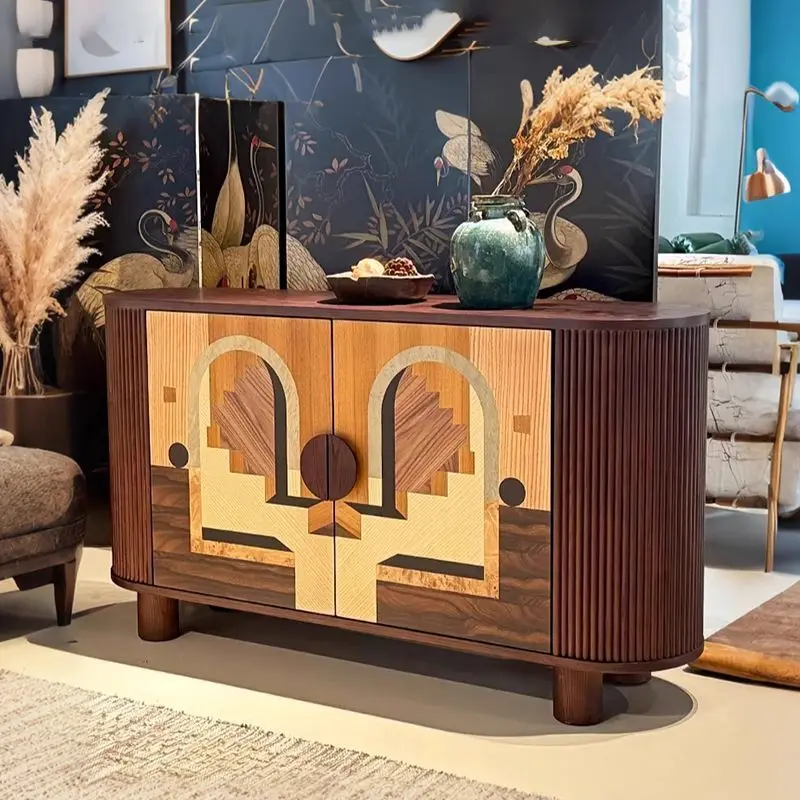 

French vintage solid wood entryway cabinet sideboard home storage cabinet vintage squirrel decoration storage cabinet