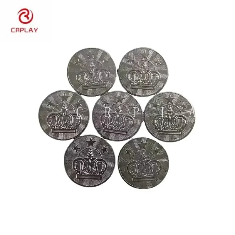 100 Customizable Crown  Tokens Per Pack, 25 * 2mm Stainless Steel, for Arcade Slot Machine Game Cabinets