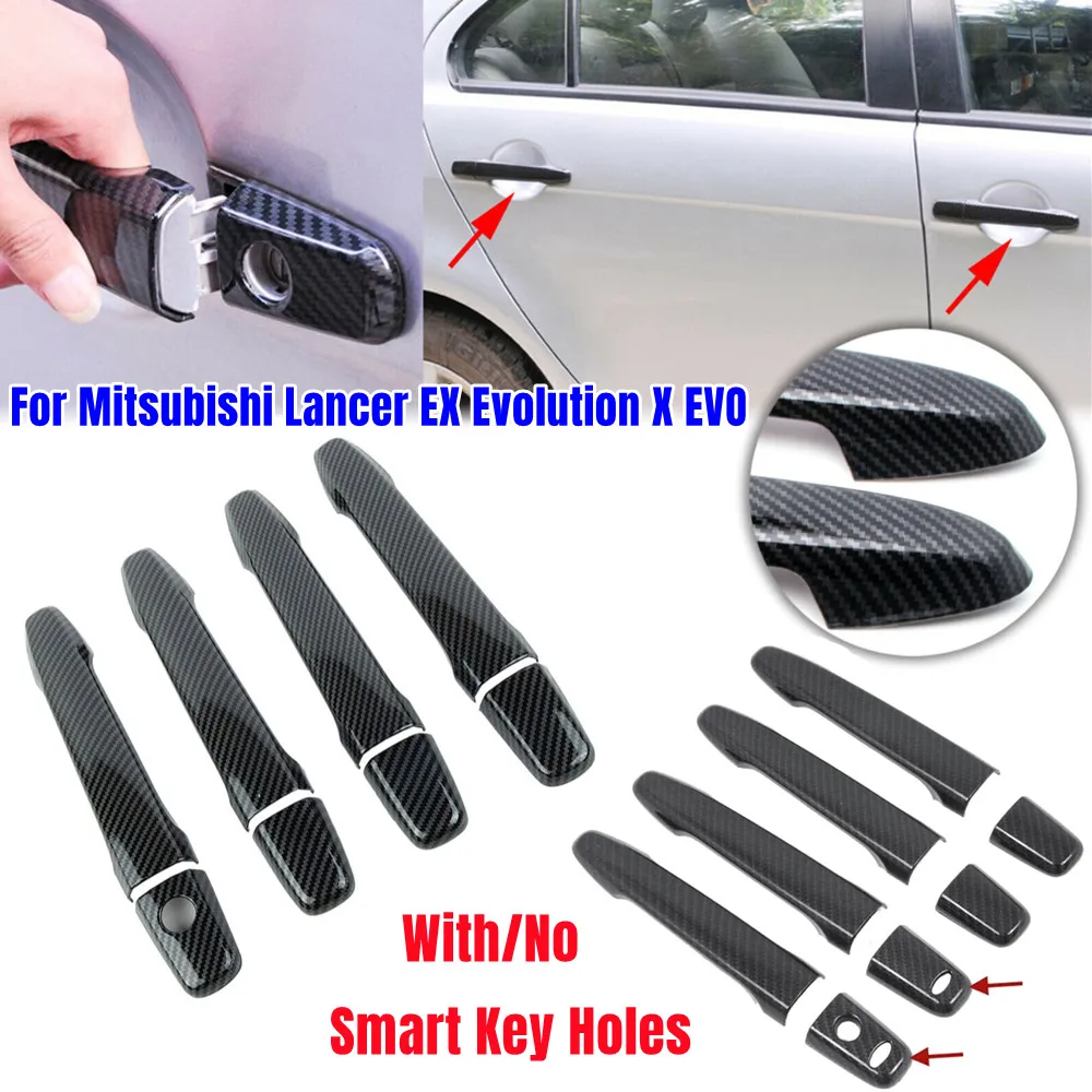 

1 Set For Mitsubishi Lancer Evolution X EVO 2008-2017 with/ without Key Exterior Door Handle Cover Frame Moulding ABS Trim