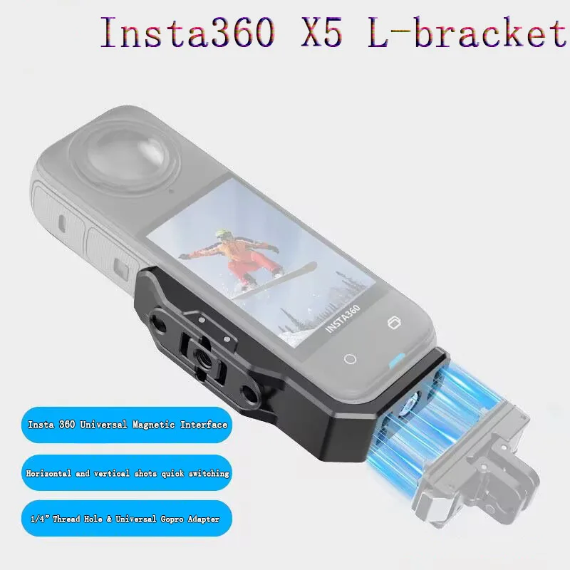 PyroGraphy X5 L-قوس مع فتحة خيط 1/4 بوصة محول Gopro العالمي Insta 360 واجهة مغناطيسية لكاميرات Insta360 X5/X4/X3