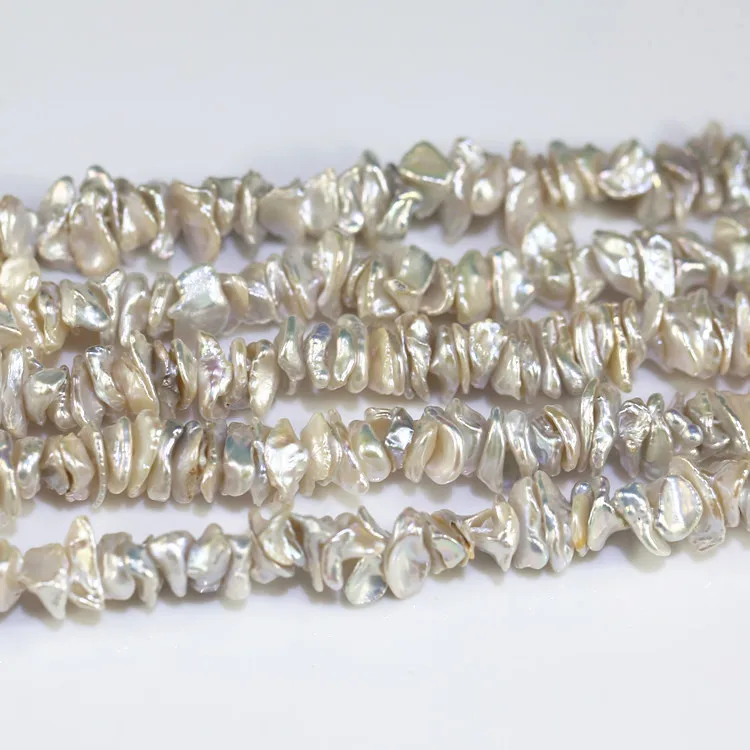 7-10mm real cultured fresh water natural freshwater keshi center middle drilled pearl bead string strand